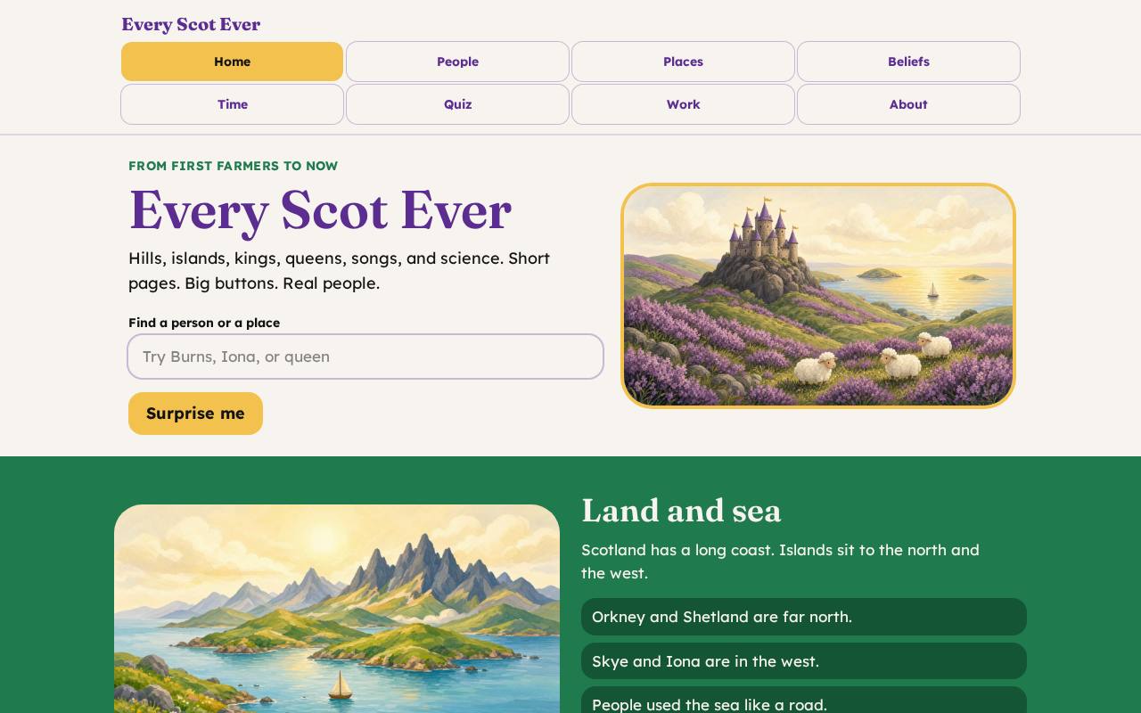 Homepage snapshot of Every Scot Ever